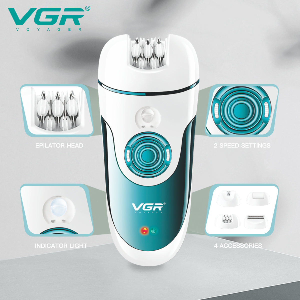 ماكينة إزالة الشعر الاحترافية 4 في 1 VGR V-700