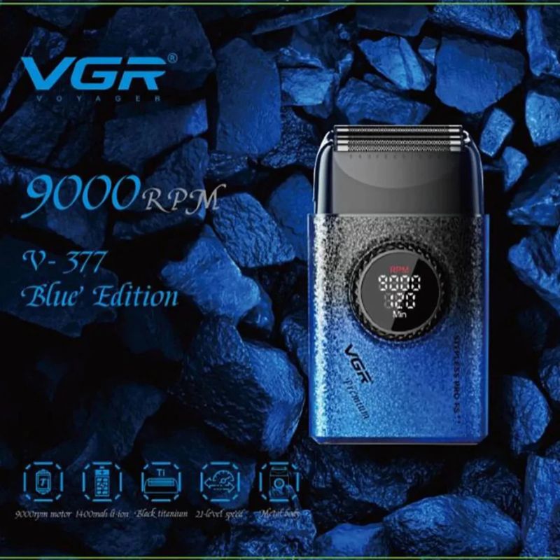 VGR V-377 Blue Edition Professional Shaver For Men 9000 RBM