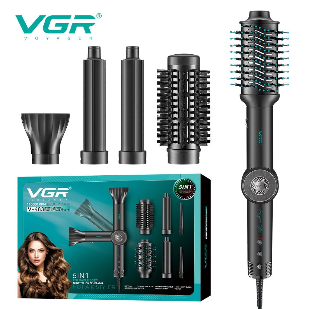 مصفف شعر احترافي 5 في 1 يعمل بالهواء الساخن VGR V-483