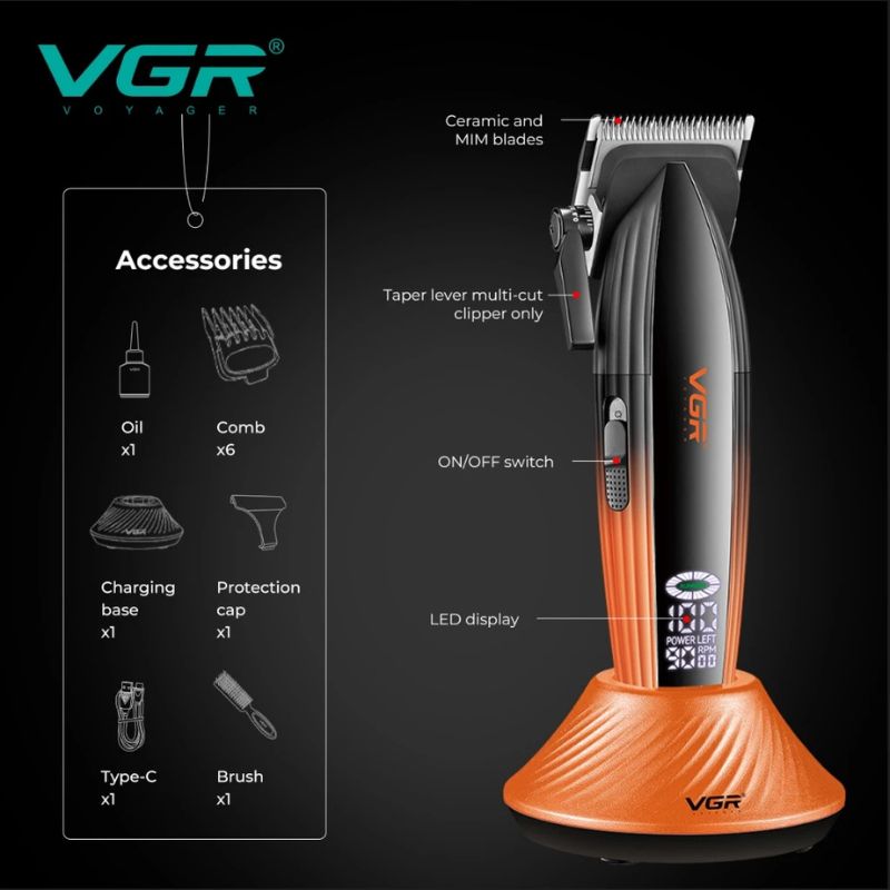 ماكينة حلاقة شعر احترافية 9000 دورة بالدقيقة VGR V-889C