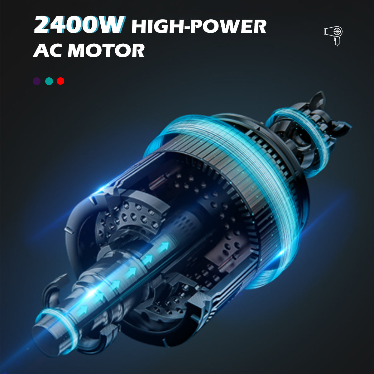 مجفف شعر احترافي بمحرك تيار متردد 2400 واط VGR V-452