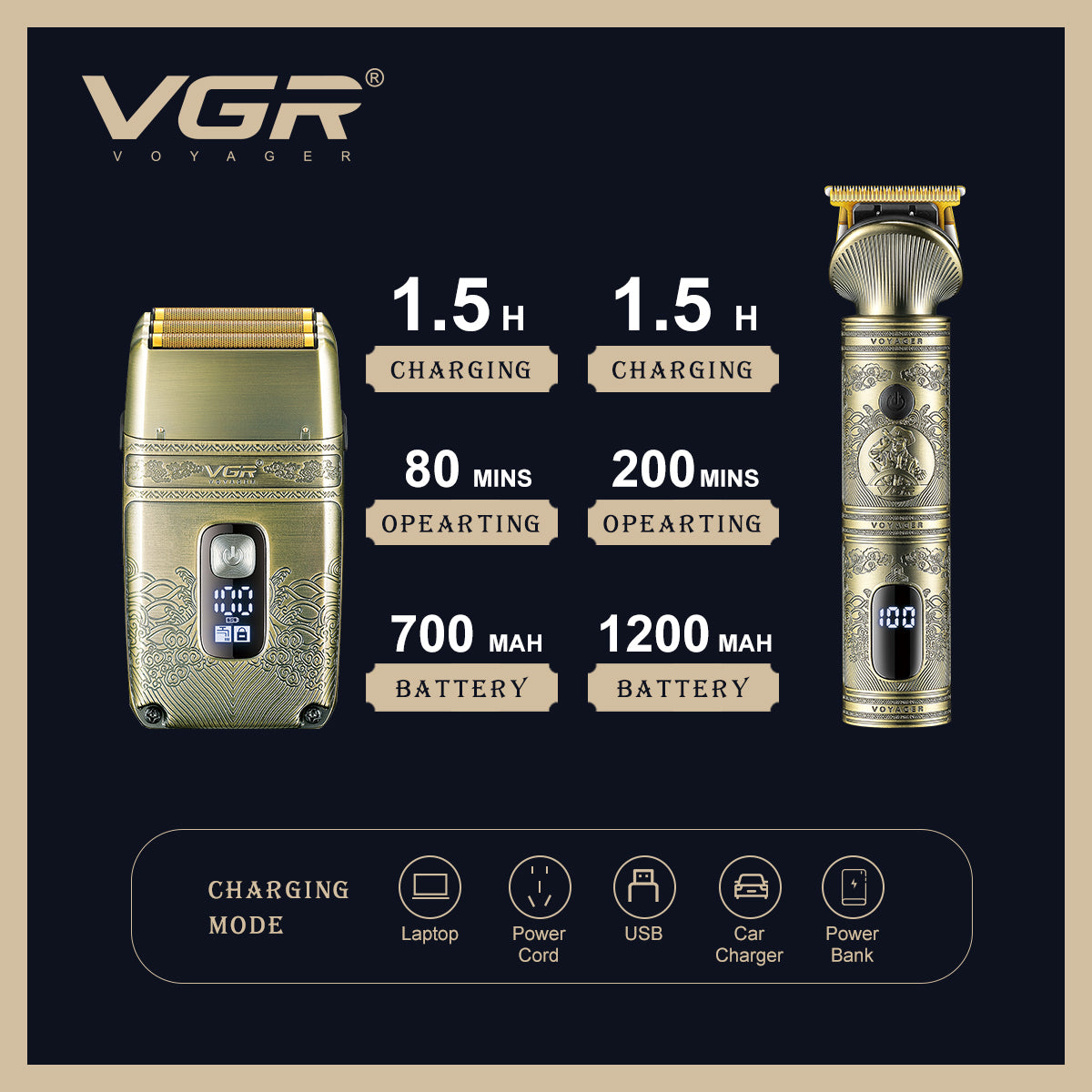 V-649 Professional Hair Trimmer & Shaver Set