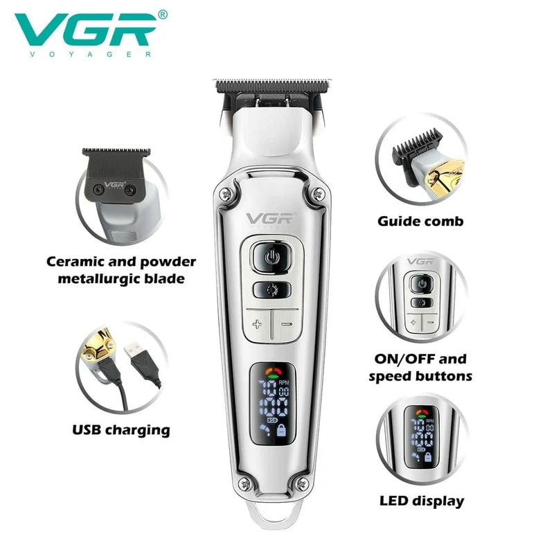 ماكينة حلاقة شعر احترافية للرجال – سرعات قابلة للتعديل وبطارية ليثيوم قوية VGR V-931
