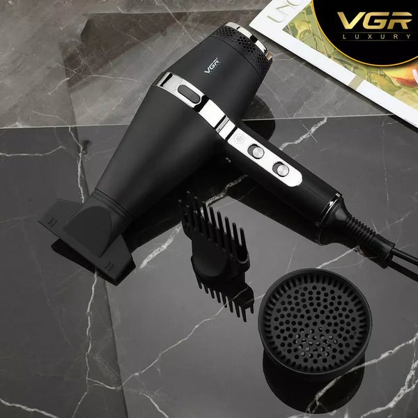 مجفف شعر فاخر للجنسين، أسود VGR V-451