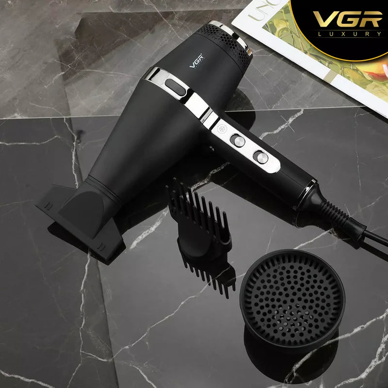 مجفف شعر فاخر للجنسين، أسود VGR V-451