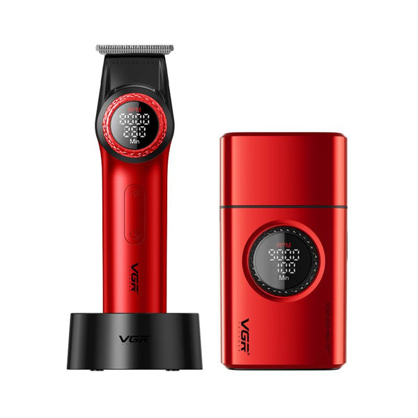 مجموعة كومبو ماكينة تشذيب  وماكينة تنعيم احترافية VGR V-977 & V-377
