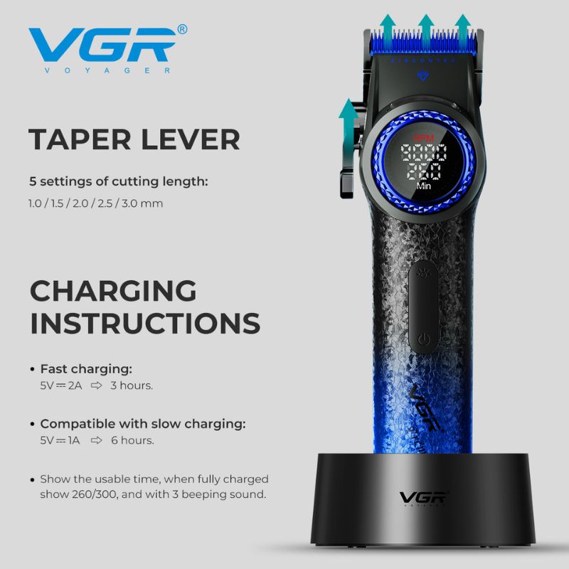 VGR V-001blue Professional Hair Clipper Limited Edition – VGR