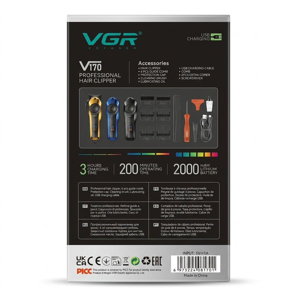 VGR V-170 Professional Hair Clipper Titanium Blades