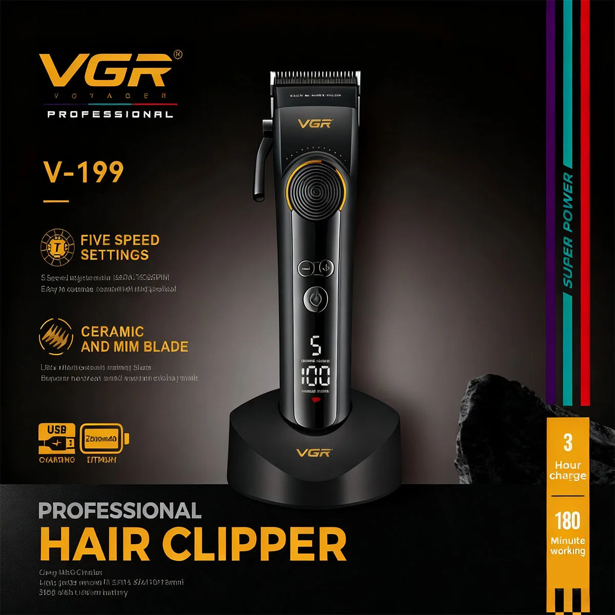 VGR V-199 Professional Hair Clipper