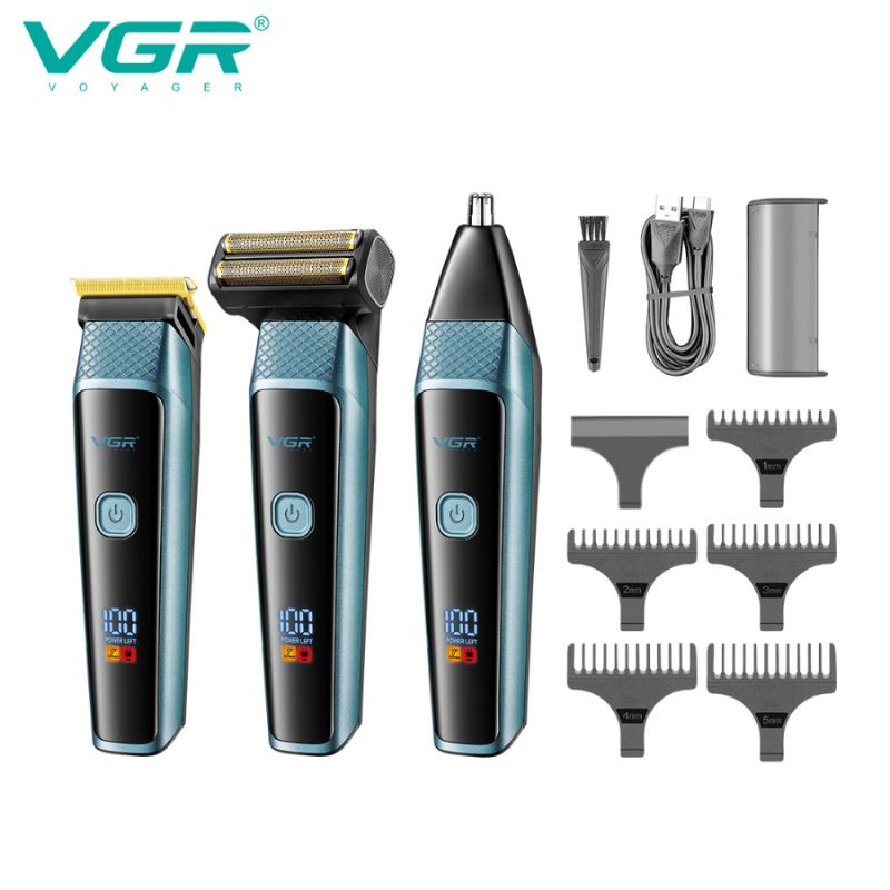 إصدار محدود من مجموعة أدوات الحلاقة الاحترافية 3 في 1(ازرق) VGR VL-366
