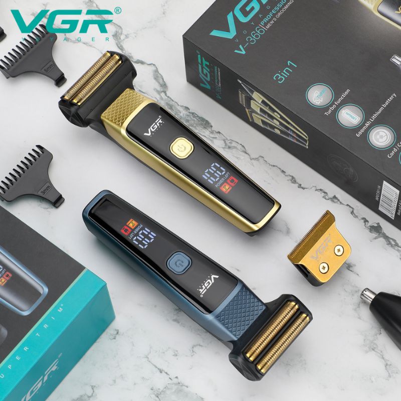 إصدار محدود من مجموعة أدوات الحلاقة الاحترافية 3 في 1(ازرق) VGR VL-366