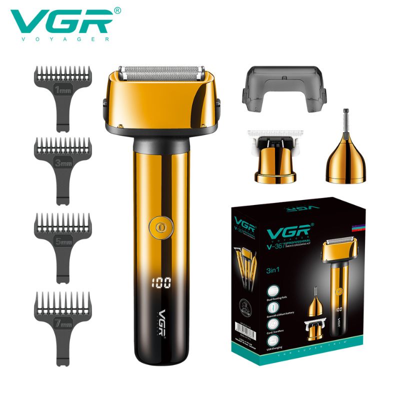 ماكينة تنعيم وحلاقة رجالية 3 في 1 VGR V-367