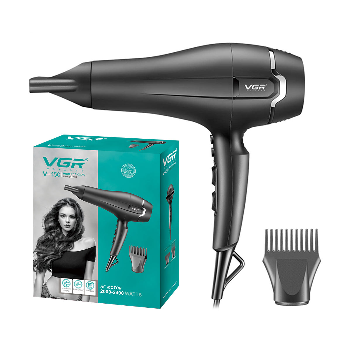 VGR V-450 Professional Hair Dryer 2400W AC Motor