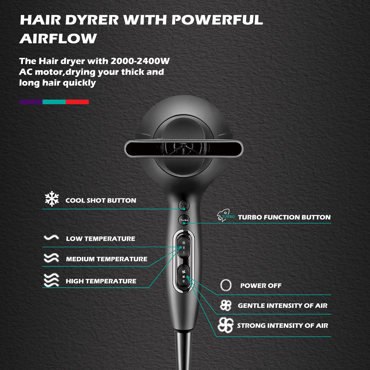 VGR V-450 Professional Hair Dryer 2400W AC Motor