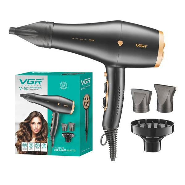 مجفف شعر كهربائي احترافي قوي (أسود) VGR V-462 2200–2600 W