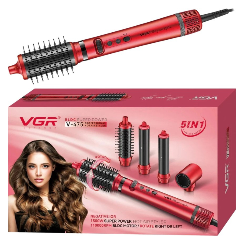 فرشاة هواء ساخن وسيشوار 5 في 1 إحترافية للنساء VGR V-475