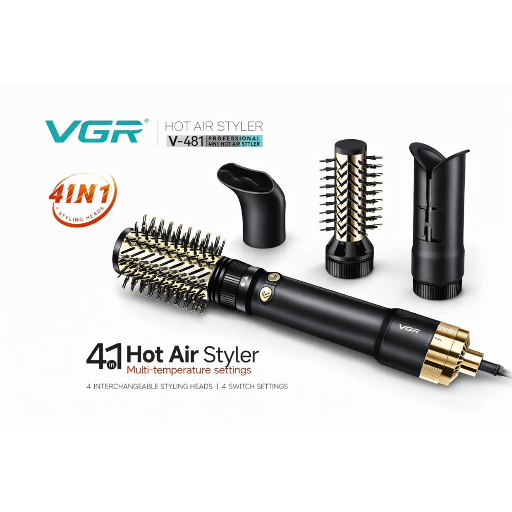 فرشاة ومجفف شعر 4 في 1 دوارة إحترافية VGR V-481