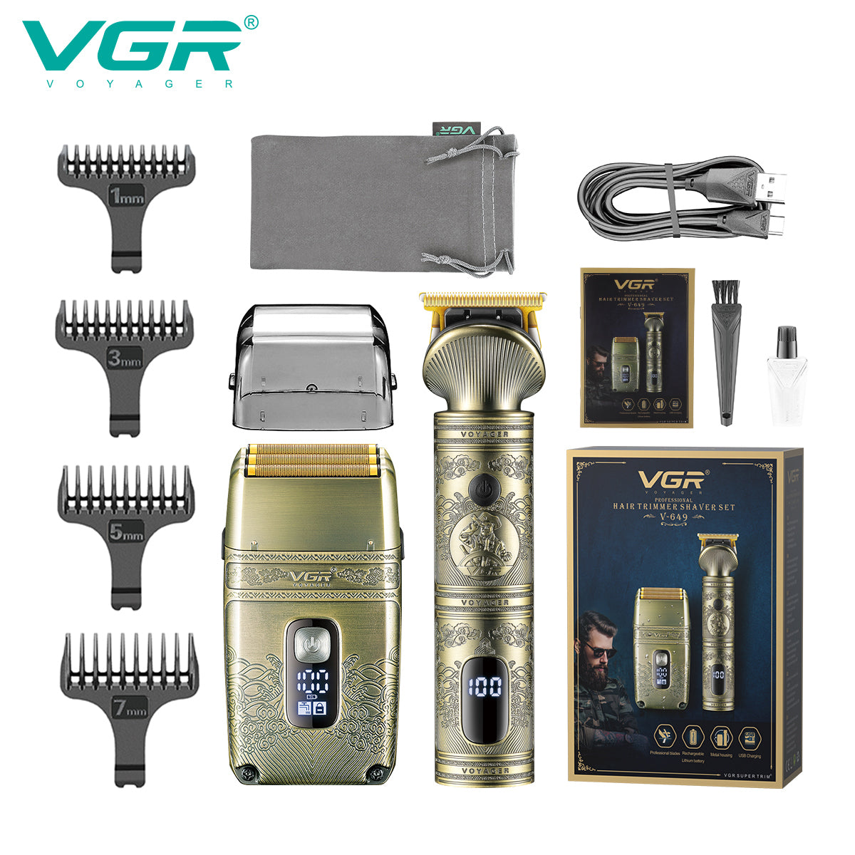 V-649 Professional Hair Trimmer & Shaver Set