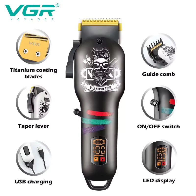 VGR V-699 & V-971 Professional Barber Combo Titanium Coating Blades
