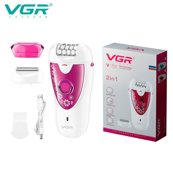 ماكينة إزالة الشعر اللاسلكية الاحترافية 2 في 1 للنساء VGR V-722