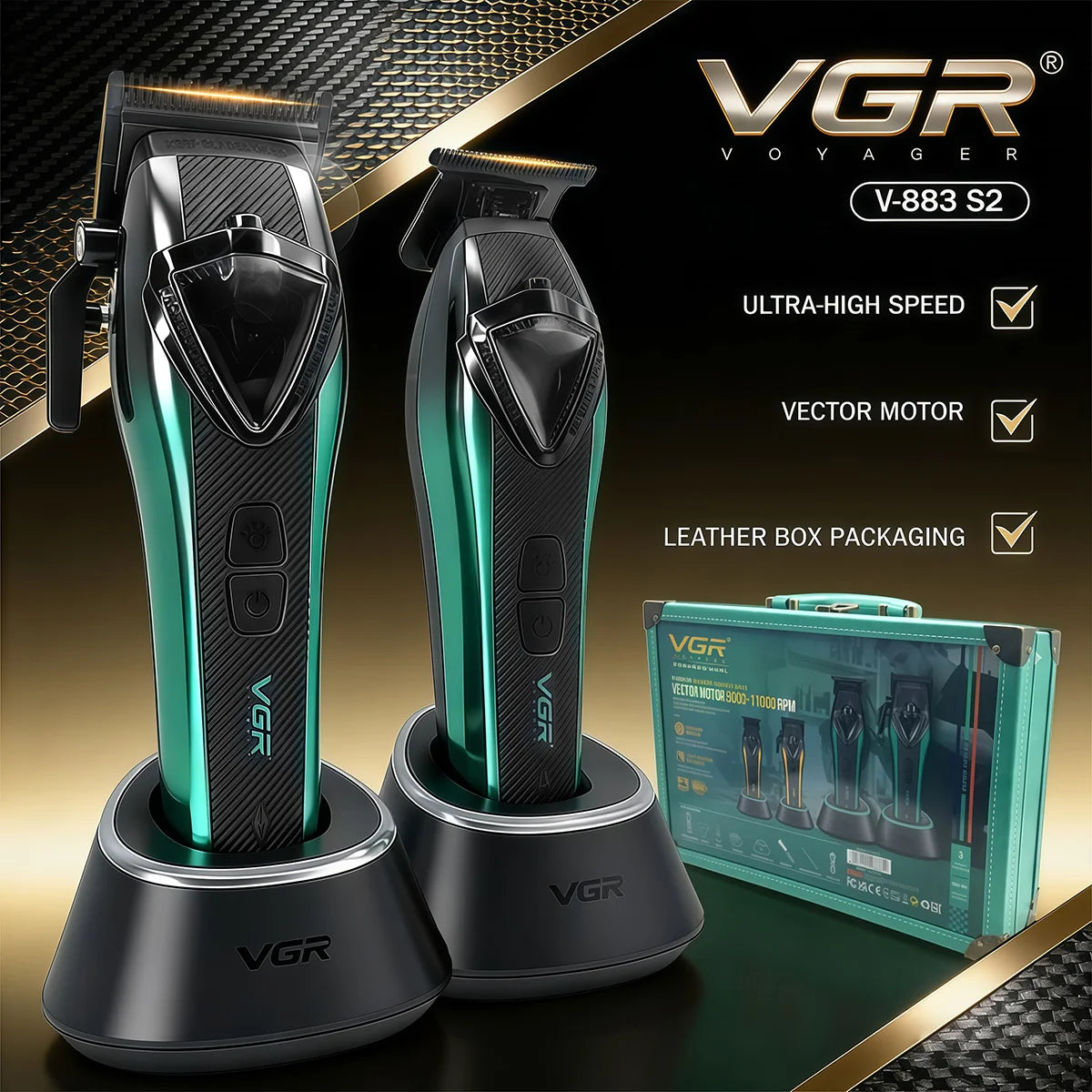 VGR V-883 S2 Barber Combo 2in1 11000 RPM