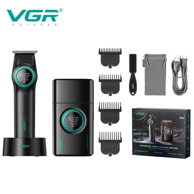 VGR V-977 V-377 Professional Hair Trimmer & Shaver Combo Set – VGR